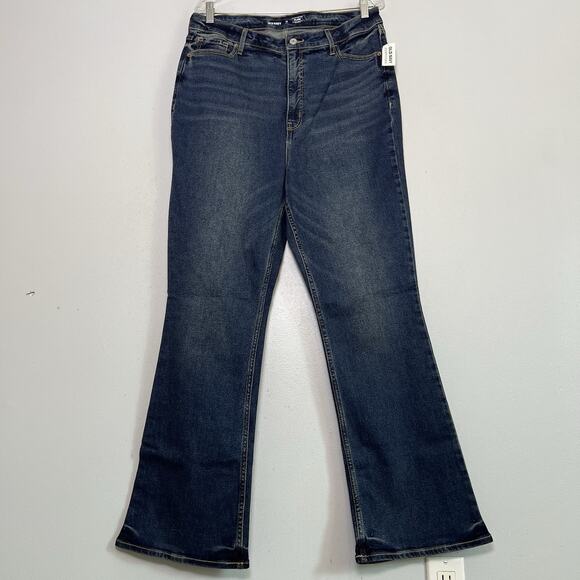 NWT Old Navy Womens High Rise Flare Jeans Sz 14 Tall Denim Stretch Blue - Picture 1 of 11